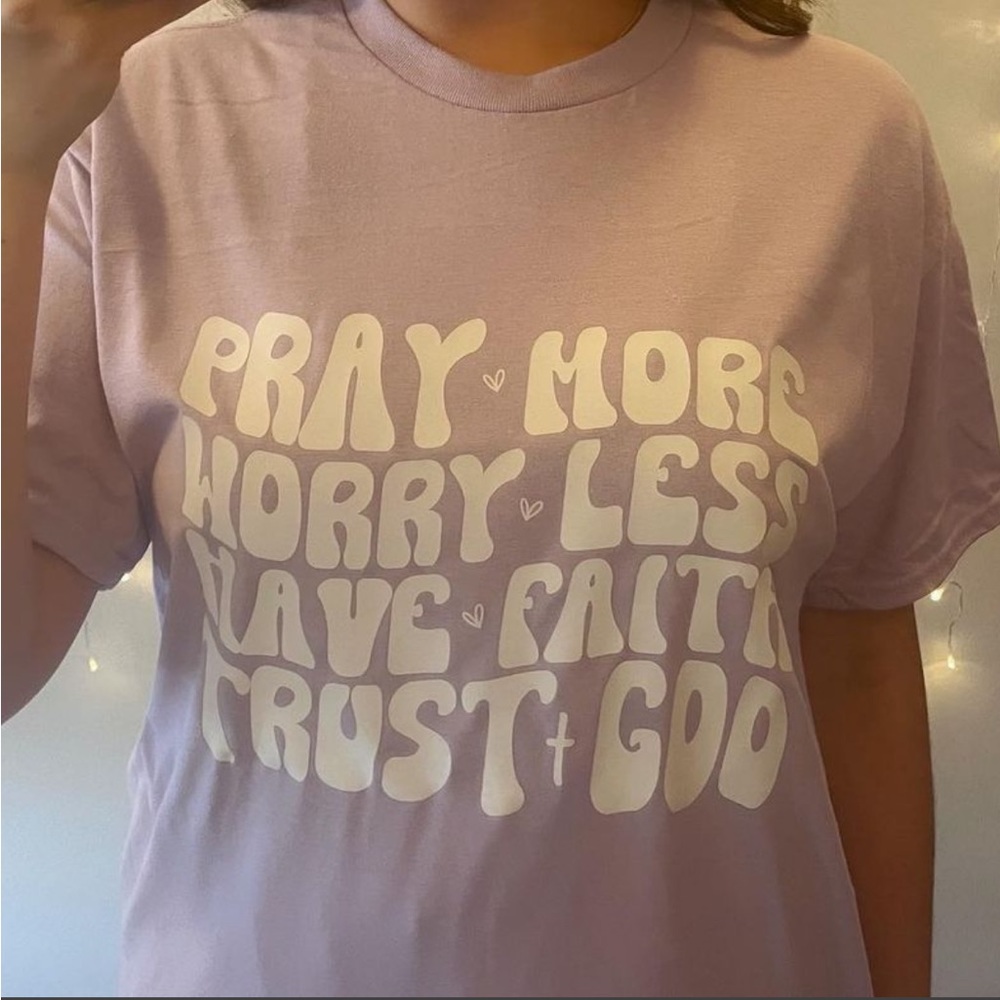 FOR SALE: Light Purple Tshirt 
Price: $18
Size: large
Design 124